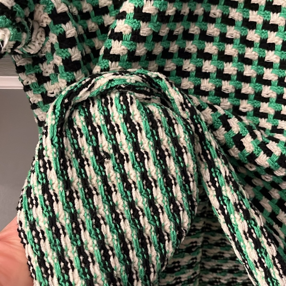 Maje Black and Green Checkered Short Sleeve Top - Picture 11 of 12